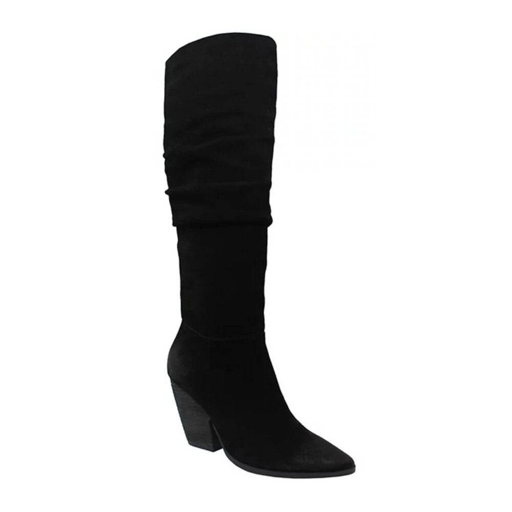 NEW Charles David Black Suede Knee-High Slouch Boots Size 8.5 Y2K Casual Chic